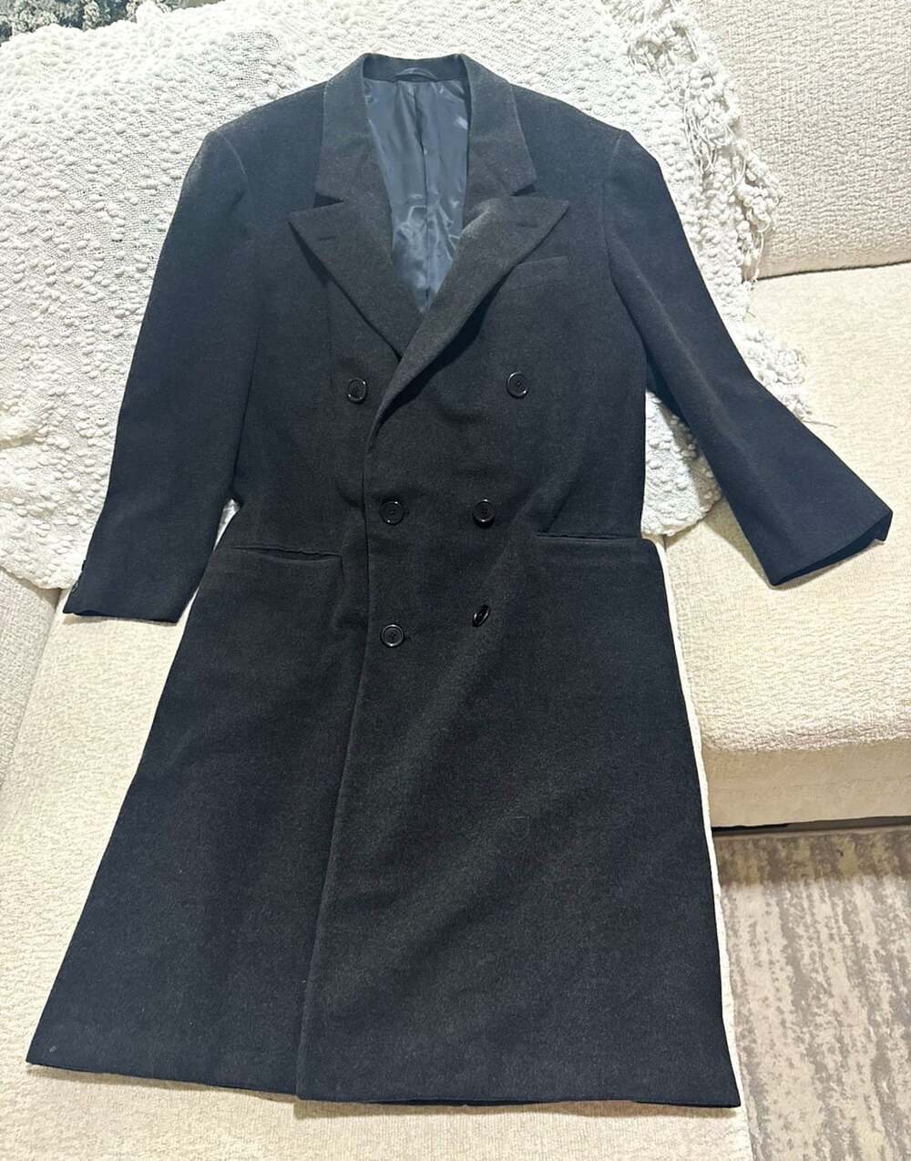 Vintage Hickey Freeman Double Breasted Overcoat Men's 41R 100% Pure Wool Union